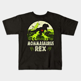 Momma Dinosaur T Rex Mommasaurus 3 Kids Matching Family Kids T-Shirt